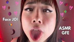 射精在亚洲女友的脸和舌头上-ASMR JOI