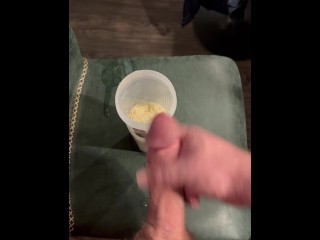 Big Dicked Bodybuilder Cums Multiple Times into his Protein Shake