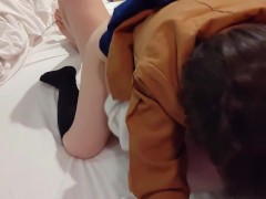 High school girl cosplay Too much semen in the pussy Semen dripping from the pussy Amateur Personal