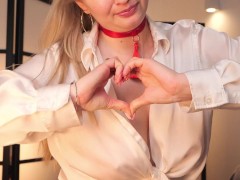 Her blouse is about to fall off