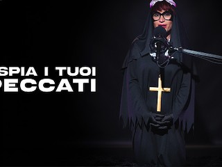 Italian JOI: the Blessing of MILF Nun Ruber Flamma to Cum on her Tits
