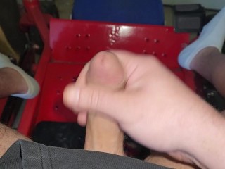 Stroking Cock on Lawnmower
