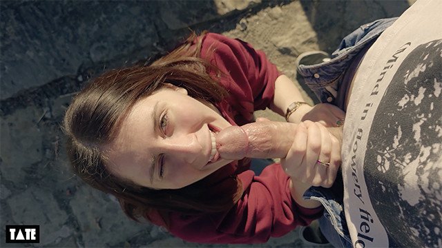 stranger cum in my throat after public blowjob - little arden