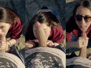 public blowjob with a cute girl outdoor