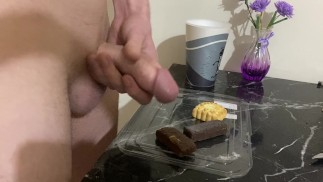 Pee and cum on choclate