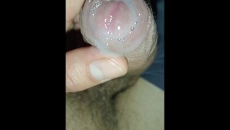 desperate big veiny penis ejaculating a lot of milk, closeup