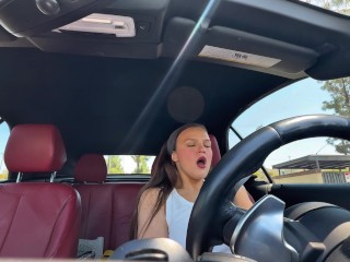 Using my Remote Controlled Vibrator in the Starbucks Drive thru and Cumming