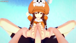 POV Hentai Footjob от May от Guilty Gear
