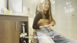 I fucked a friend of my husband in the bathroom while we were celebrating her birthday!!!