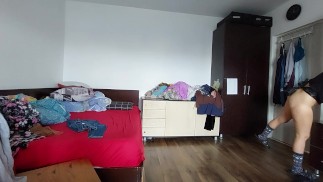 Sexy mom does housework naked. Hot Latina hairy pussy, big tits, big ass.