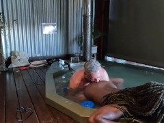 Sexcation Part 6 - Ebony Milf gets her ass eaten and pussy fingered in a hot tub
