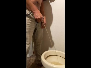Desperate Toilet Piss #20 ( very , very Close to Pissing my Jeans) + a Nice and Big Double Jean Fart