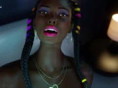 Tattooed Ebony Goddess Kalila Glows in Ecstasy with a Fantasy Glowing Anal Dildo Before Explosive Sq