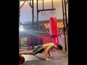 At the gym, playing with my uncut, Asian foreskin under the shower after a sweaty work out.
