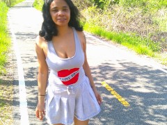 I LOVE BIKERS PUBLIC SOLO FEMALE COSPLAY SKIRT AND TANKTOP REAL BIKER FEMALE