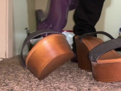 Trying on my new Purple Latex Toe Socks