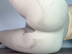 Pee my leggings in weird positions over and over again