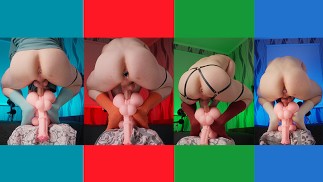 Fodendo um brinquedo futanari e gemendo alto. Os agachamentos mais agradáveis - Yan Pink