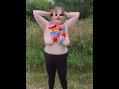 Fat saggy tits & flower Necklaces!