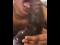 Ebony babe loves BBC cum