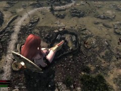 Sexy redhead grows taller and taller - Skyrim Giantess