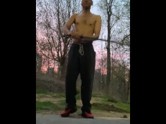 Dancing with my Katana sword.