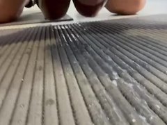 Licking my neighbor's cum off the floor