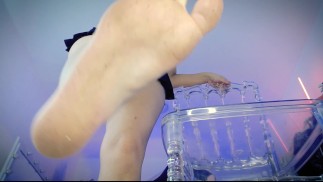 Dirty feet on your face Transparent chair POV I walk barefoot, get my feet dirty… and sit on you.