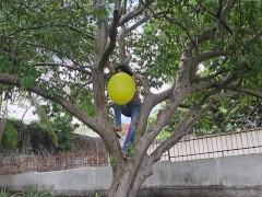 Marianna climbs a tree to pop a large balloon (Full video on C4S / MV / OF / Membersite)