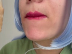 mouth and lips I eat and suck the ice cream