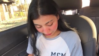 horny girl masturbates in front of uber driver.