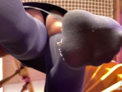 Stomping over you in black opaque stockings POV