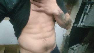 solo guy strips and has fun in the garage