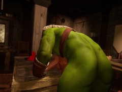 Whore barmaid serves last call for orc patron - Screenshot 6 of 16 - Barmaid