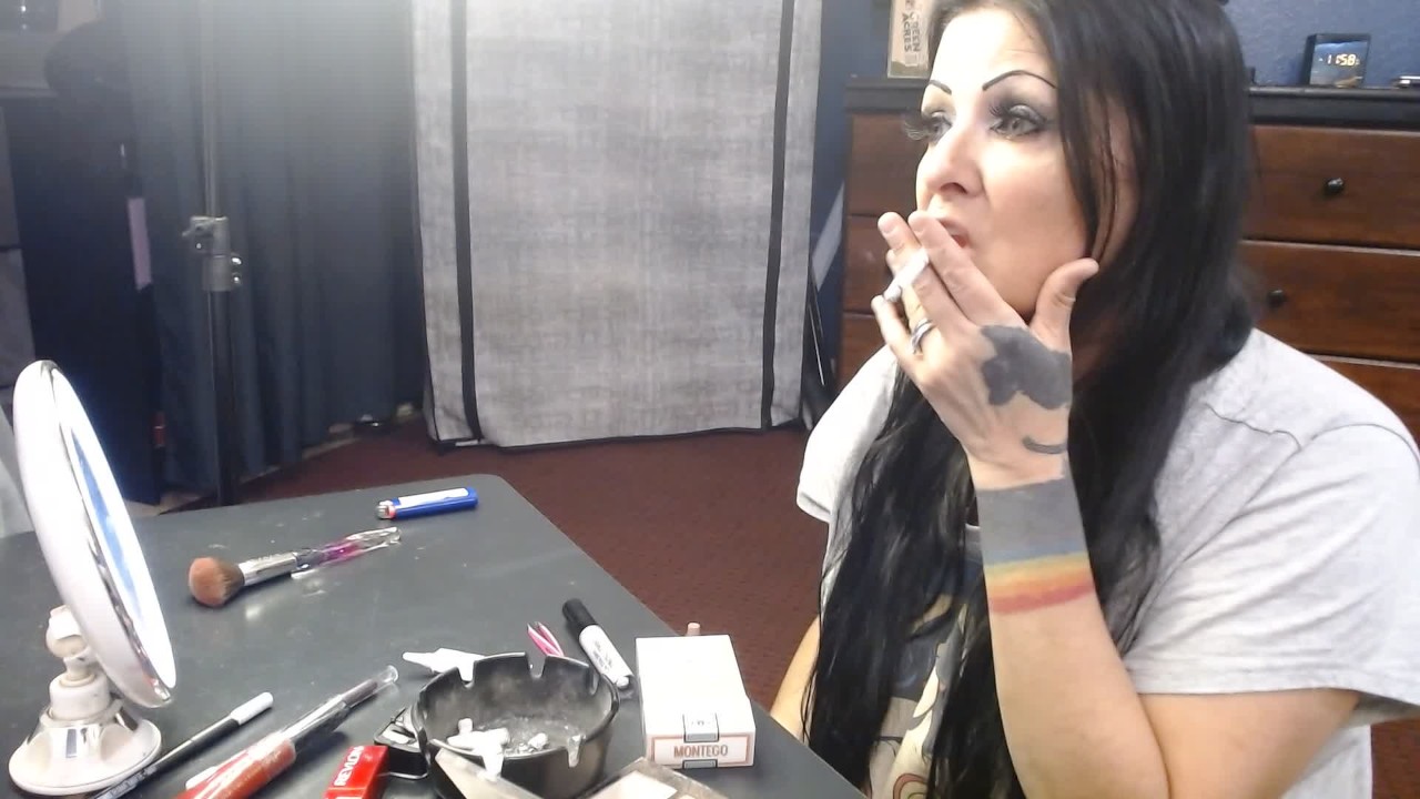 Milf Mid Make Up Cigarette Smoking