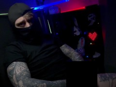 Masked Tattooed Man Strokes Hard Cock Censor Teasing Kink Custom Video Preview Omen Bunny OnlyFans