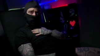 Masked Tattooed Man Strokes Hard Cock Censor Teasing Kink Custom Video Preview Omen Bunny OnlyFans