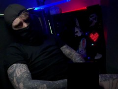 Masked Tattooed Man Strokes Hard Cock Censor Teasing Kink Custom Video Preview Omen Bunny OnlyFans