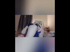 Spider girl sucks and fucks anal dildo