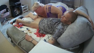 Insatiable neighbor always wants to suck cock and swallow cum