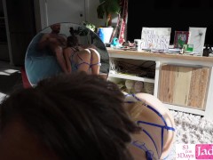 Stunningly beautiful Babe Gag on a big dick in the morning Super Hot Video