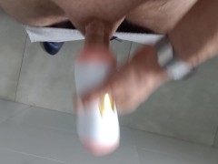 Solo watching stepmom how she blow. Sperm flow and mouth full