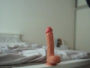 Femboy slut in stockings ride a dildo