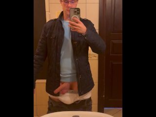 Swinging dick in bathroom