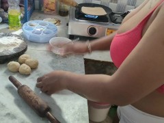 Horney Milf in kitchen