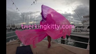 Pink Haired Babe Twerking And Dancing On The Boat
