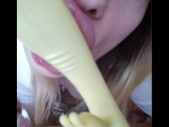 I tug at my huge nipples, but small tits, I suck your dick, cum in my vagina