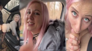 Fucked a stranger in the woods with a car. Sex in a car extreme in a public place