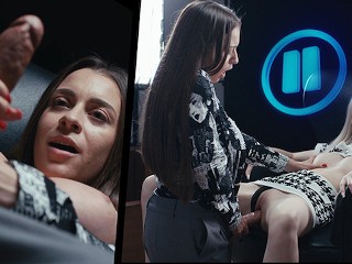 Shemale Time Stop Sex - Big Tits Brunette Grows Futa Cock and Freeze Fucks Blonde Girl