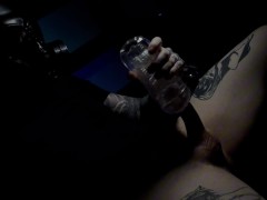 EXTREME Edging Vocal Tattooed Male Clear Transparent Flesh Light Gas Masked Man Omen Bunny